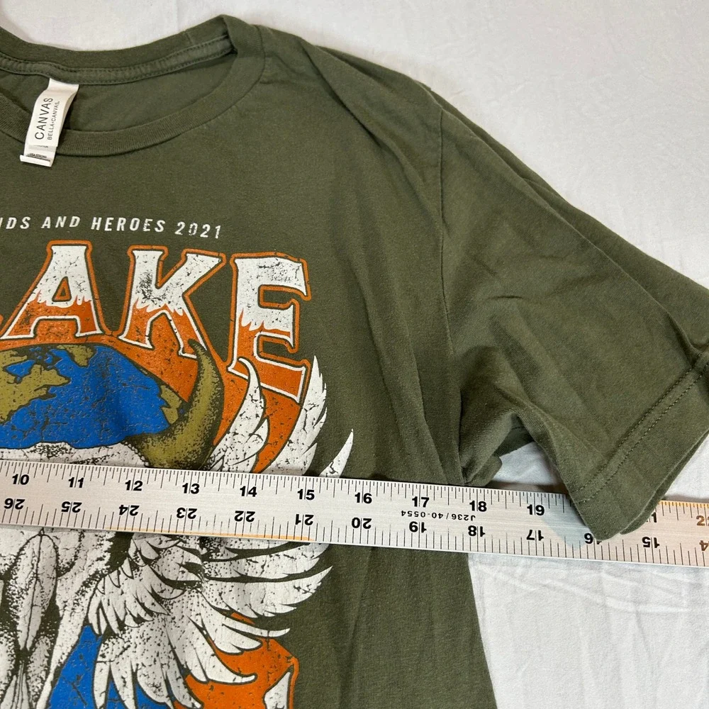 Blake Shelton Friends and Heroes 2021 Tour T-Shirt Mens Large Olive Green Canvas